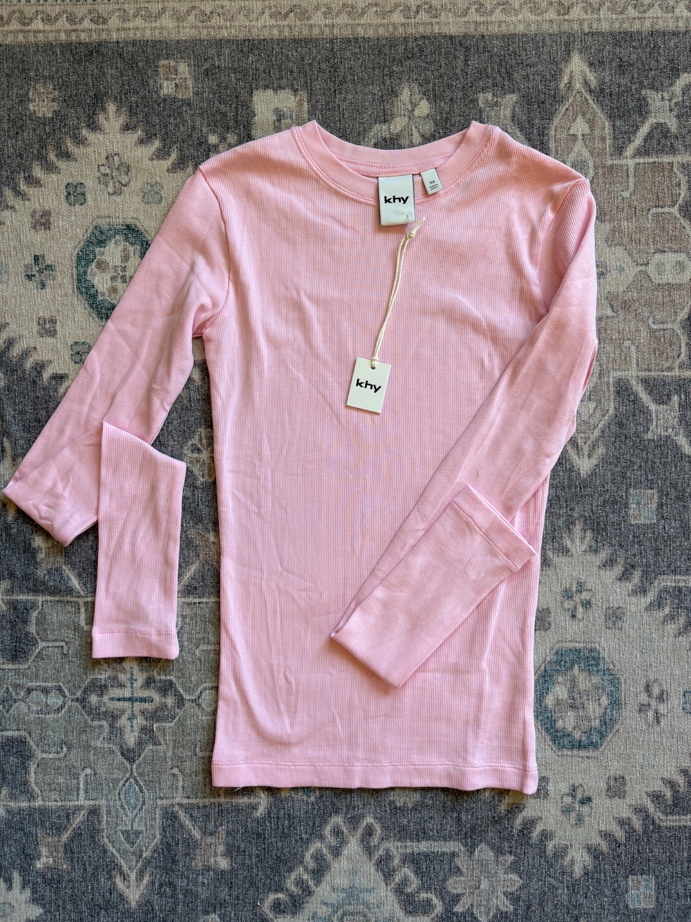 KHV Pink Ribbed Long-Sleeve Tee